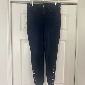 Talbots Women's Dark Blue Jeans with Gold Button Accents
